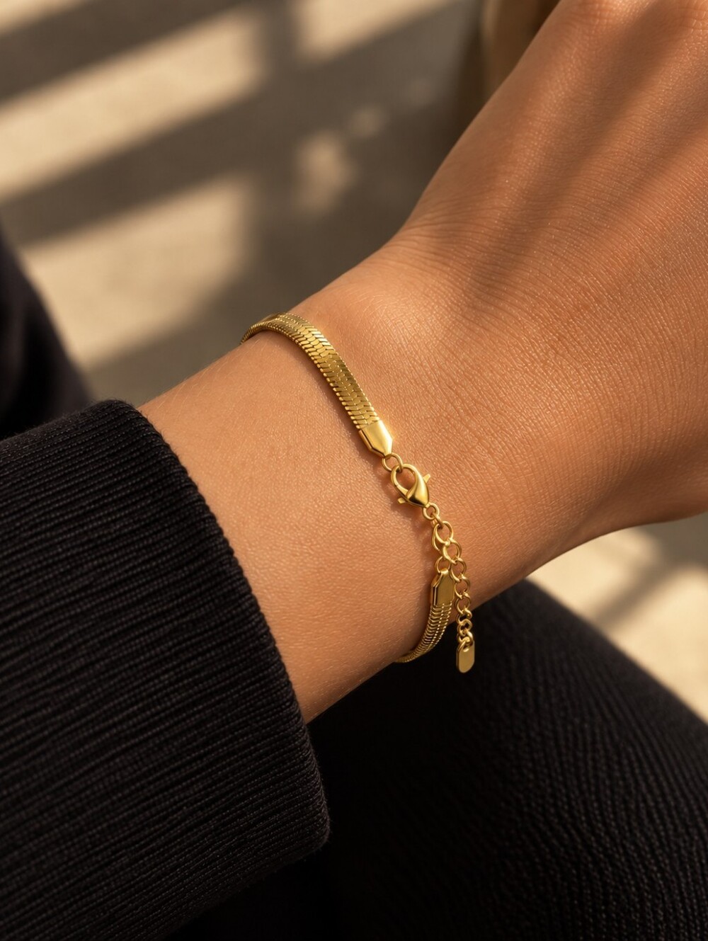Herringbone Snake Chain Bracelet, 2mm, Stainless Steel - Women Jewelry - Picture 4 of 6